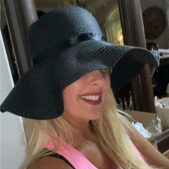 BOHO trendy black straw hat - Picture 5 of 6